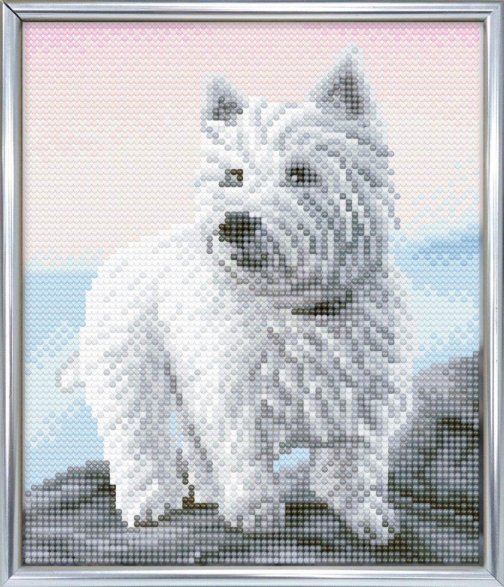 Crystal Art Westie hond - Complete kit met fotolijst - 21 x 25 cm