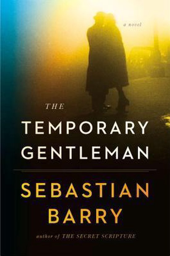 Boekomslag van 'The Temporary Gentleman' door Sebastian Barry, met een silhouet van twee personen in de schemering.