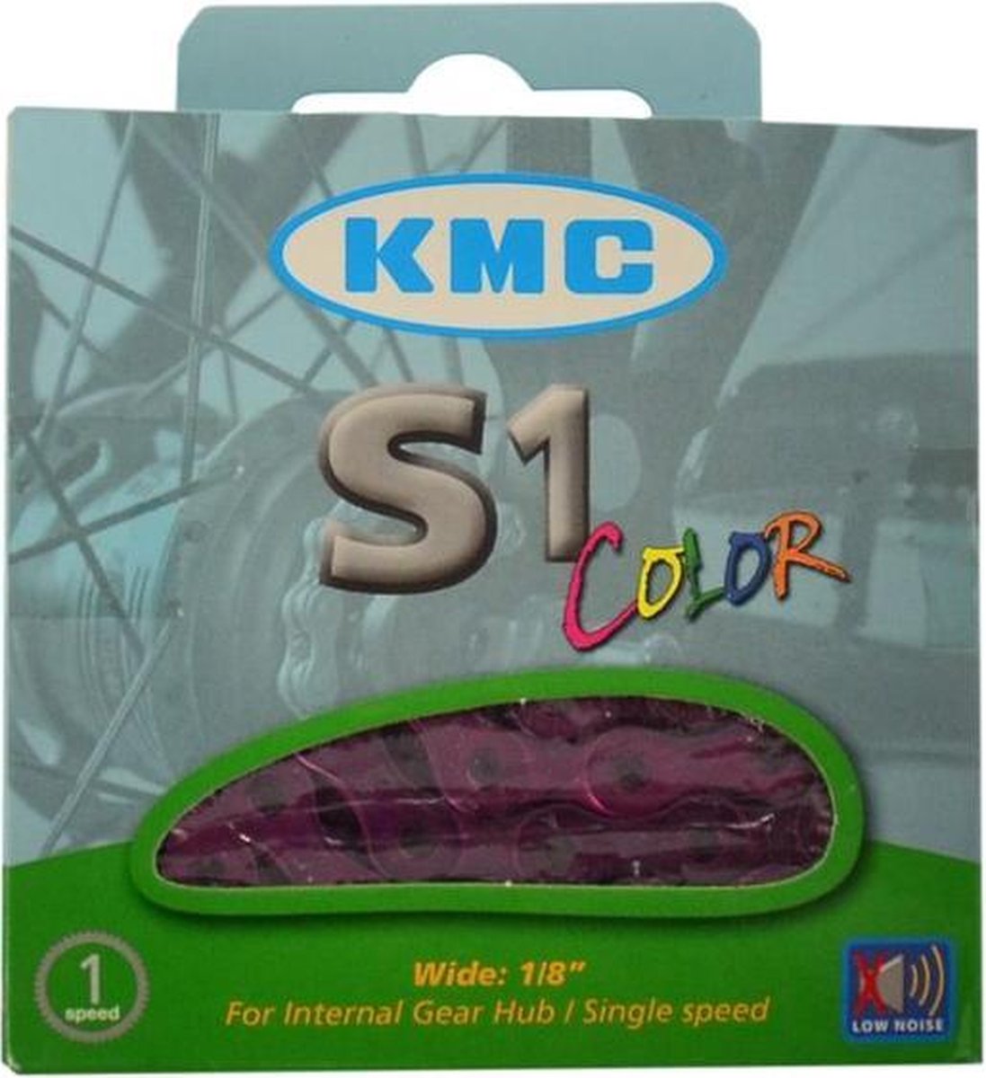 Ketting kmc 12x18 s1 112l paars singlespeed - PAARS