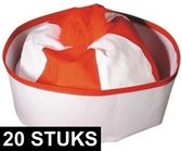 20x Rood matrozen hoedjes - matrozenpetten - Matroos/zeeman marine thema verkleed accessoire
