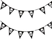 Halloween - 2x Horror schedel/doodshoofd vlaggenlijnen/slingers 360 cm Halloween decoratie - Horror themafeest versiering