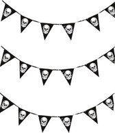 Halloween - 3x Horror schedels/doodshoofden vlaggenlijn/slinger 360 cm Halloween decoratie - Horror themafeest versiering