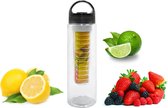 Waterfles met fruitfilter- Fruit Infuser- Waterbottle- Water Infuser- BPA Vrij- Drinkfles- Draagbare Drinkfles- 700ML- Sportfles- Plastic fles- Fruitwater fles- Zwart