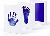 Baby voetafdruk en baby handafdruk inkt -baby cadeau (blauw) - incl. 2 x witte kaartjes en Engelse handleiding