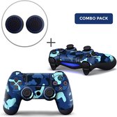 Army Camo / Blauw Zwart Combo Pack - PS4 Controller Skins PlayStation Stickers + Thumb Grips