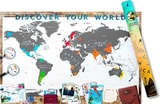 Scratch World Map Deluxe XL - Carte du monde à gratter - 91,5 x 61  centimètres 