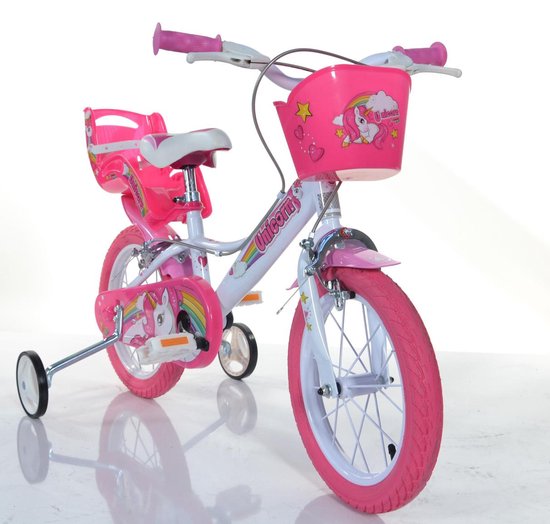 Dino Bikes Eenhoorn Kinderfiets - Meisjes - 14 inch - Wit/Roze | bol.com