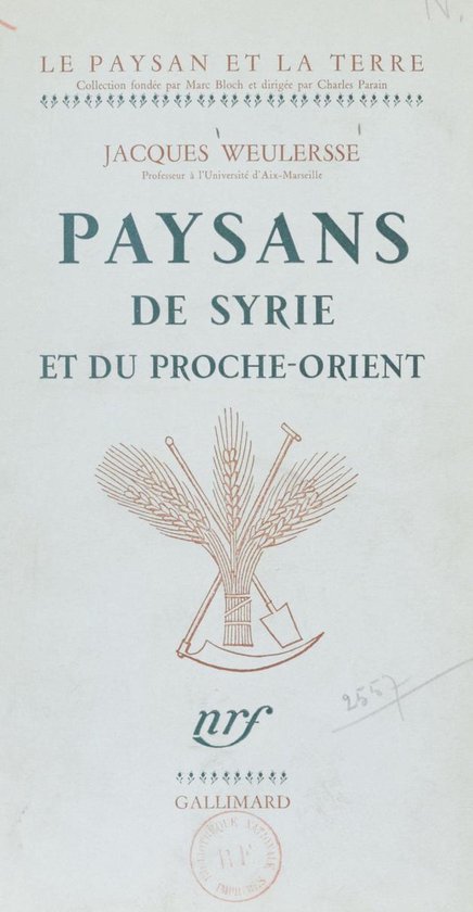 Couverture de livre intitulée 'Paysans de Syrie et du Proche-Orient' avec une illustration d'outils agricoles.