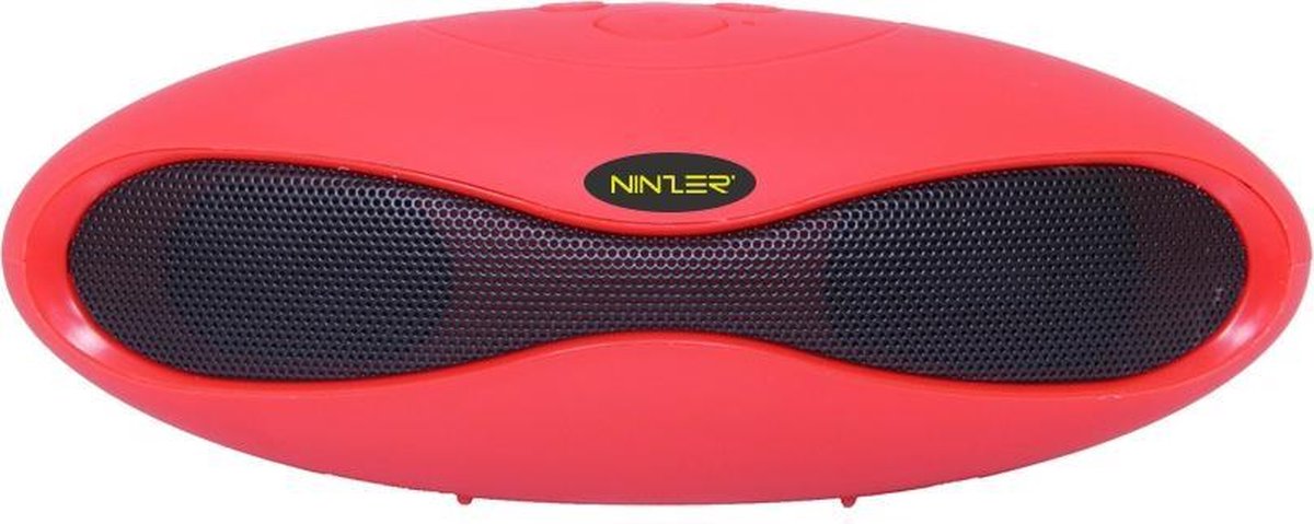 Ninzer Bluetooth Speaker met micro SD slot, USB poort en radio en ingebouwde microfoon | Rood