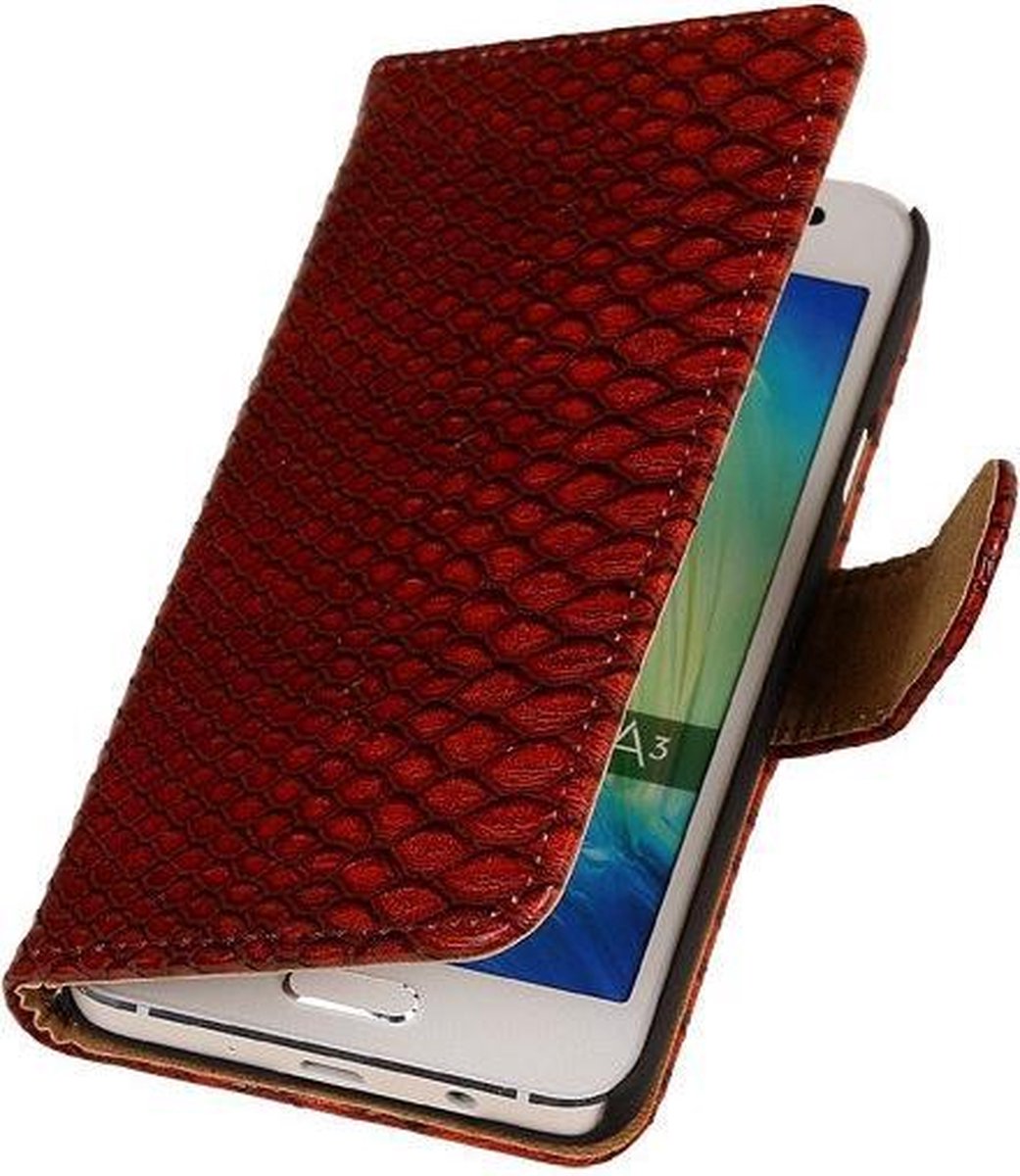 Rood Slang Booktype Samsung Galaxy A3 2016 Wallet Cover Hoesje