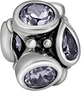 Quiges - 925 - Zilveren - Bedels -Sterling zilver - Beads - Zirkonia Grijs Kraal Charm - Geschikt – voor - alle bekende merken - Armband Z616
