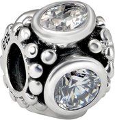 Quiges - 925 - Zilveren - Bedels -Sterling zilver - Beads - Zirkonia Kraal Charm - Geschikt – voor - alle bekende merken - Armband Z602