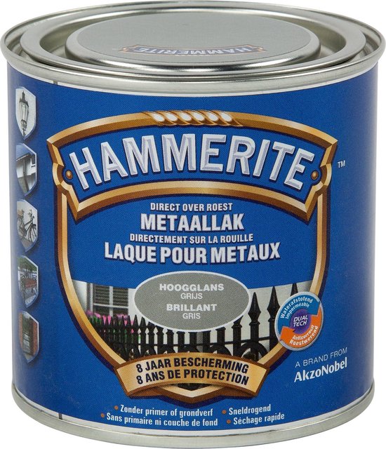 Hammerite Metaallak - Hoogglans - Grijs - 0.25L