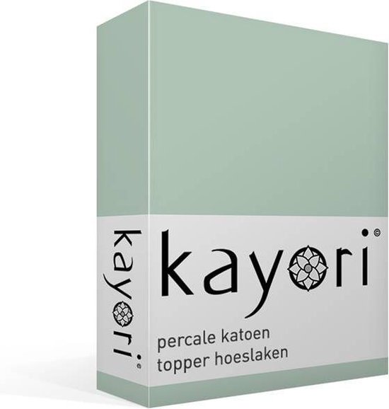 Kayori Shizu - Percale katoen - Topper - Hoeslaken - Lits-jumeaux - 180x200 cm - Groen