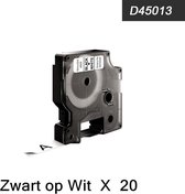 20 x compatible labels 45013 Zwart op Wit Standaard Label Tapes Compatible voor Dymo LabelManager 100 110 120P 150 160 PC2 200 210D 220P 260 260P 280 300 350 350D 360D 400 420P 450