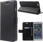 Litchi cover wallet case hoesje geschikt voor iPhone 5 5S SE zwart