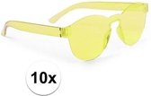 10x Gele verkleed zonnebril voor volwassenen - Feest/party bril geel
