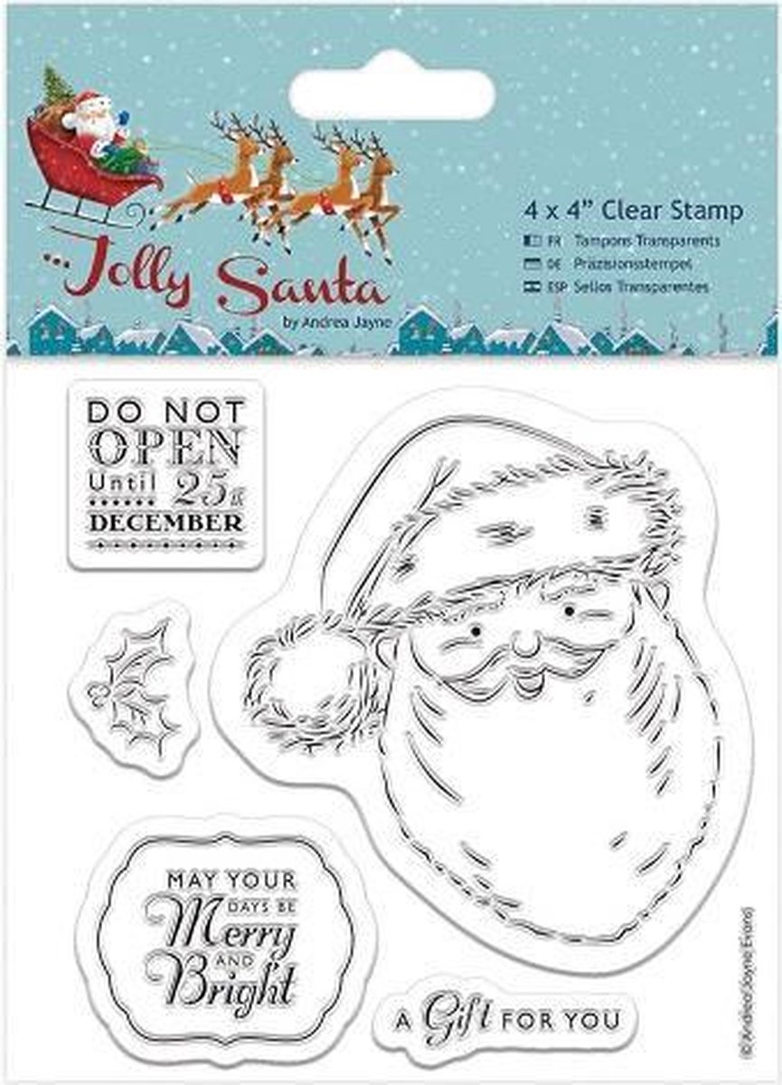 4 x 4' Clear Stamps (5pcs) - Jolly Santa - Santa