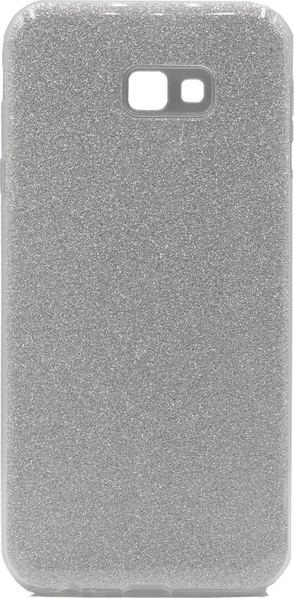 HB Hoesje Geschikt voor Samsung Galaxy J4 Plus - Glitter Back Cover - Zilver