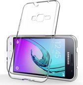 Xssive Ultra Thin Case en 1x Tempered Glass voor Samsung Galaxy J1 2015 J100 - TPU Ultra Thin - Transparant
