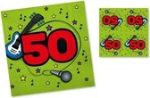 20x Servetten 50 jaar groen/rood 33 x 33 cm - Feest tafeldecoratie servetjes - Verjaardag thema papieren tafeldecoraties