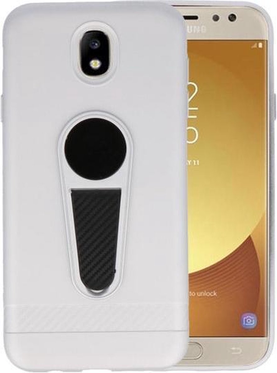 Zilver Magneet Stand Case hoesje voor Samsung Galaxy J7 2017 / Pro