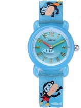 Kinderhorloge Aapjes – 3D Watch – Lichtblauw - Kids Watch