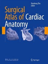 Boek 'Surgical Atlas of Cardiac Anatomy' met afbeeldingen van het menselijk hart, anatomische illustraties en de tekst 'Surgical Atlas of Cardiac Anatomy' en 'Springer'.