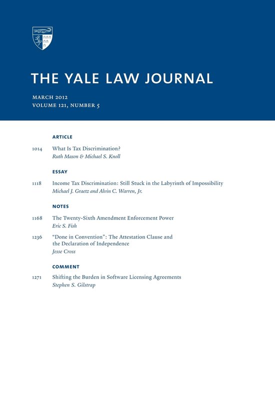 Yale Law Journal: Volume 121, Number 5 - March 2012 - cover