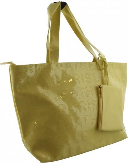 Grote gele lak tas met een klein mini tasje eraan. | bol.com