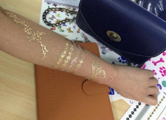 globaal Succes Figuur Vlinder Tattoo Stickers, Gold Metallic | bol.com