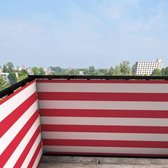 Balkonscherm gestreept rood - BalkonschermenGestreept - Vinyl - 100x350cm Dubbelzijdig