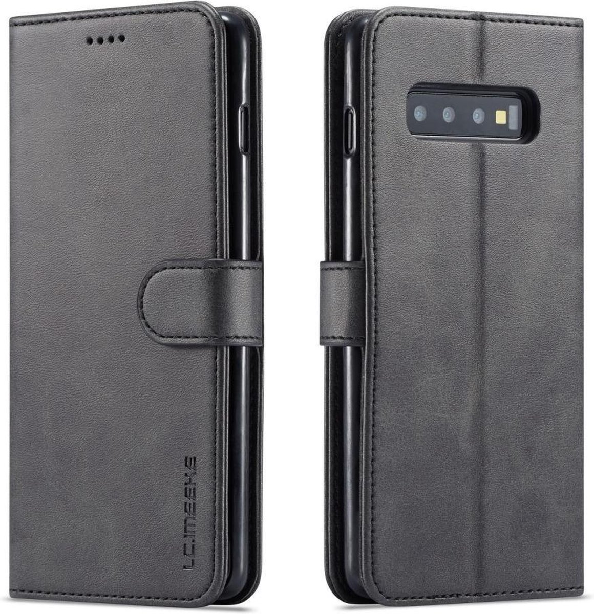 LC.IMEEKE Luxe Book Case - Geschikt voor Samsung Galaxy S10 Hoesje - Zwart