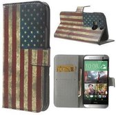 HTC one 2 m8 USA vlag wallet agenda tasje hoesje