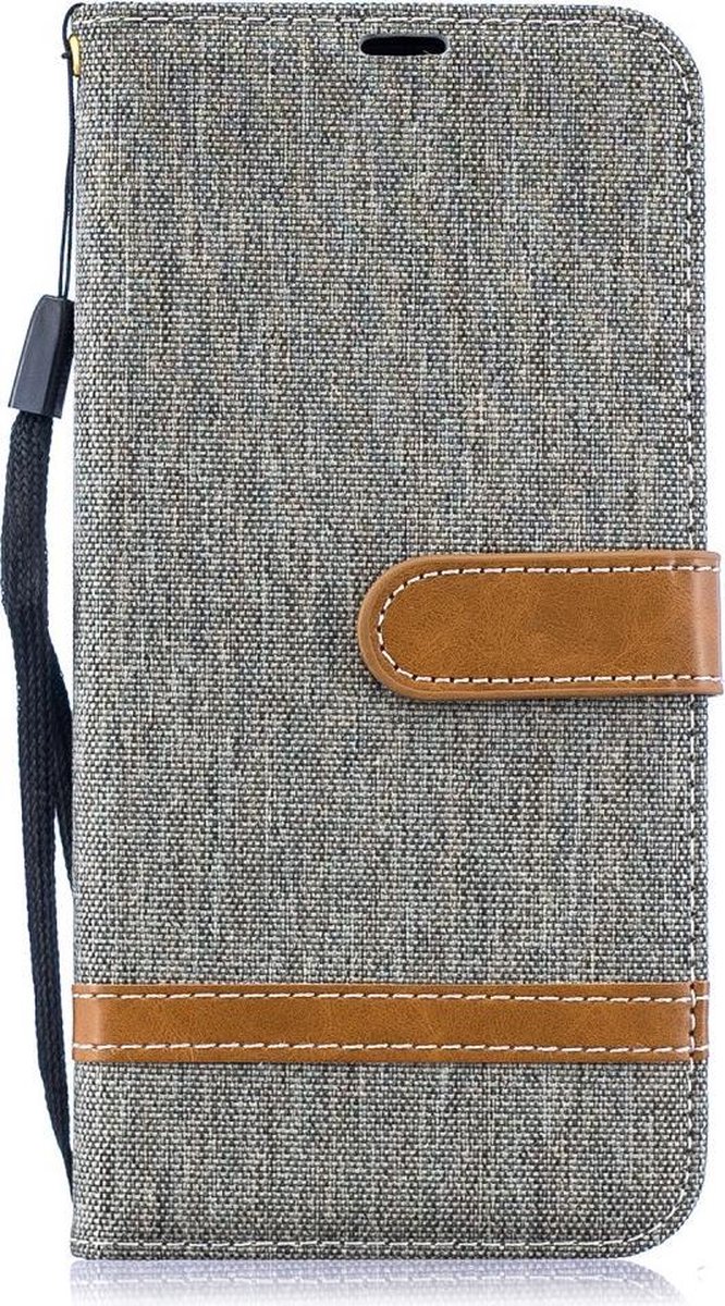 Denim Book Case - Geschikt voor Samsung Galaxy A50 / A30s Hoesje - Grijs