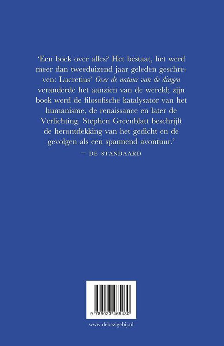 Achterkant van een boek met tekst en een barcode.