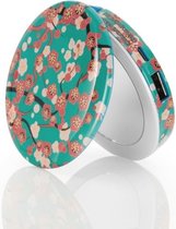 Pearl mini - powerbank met spiegel - groen met bloemenprint