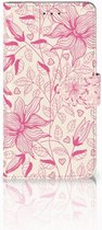 Geschikt voor Samsung J7 2016 Flip cover Pink Flowers