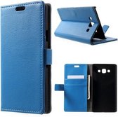 Litchi wallet hoesje Samsung Galaxy Core i8260 i8262 blauw