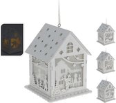 Huisje hout met LED 13 cm Kerstartikelen