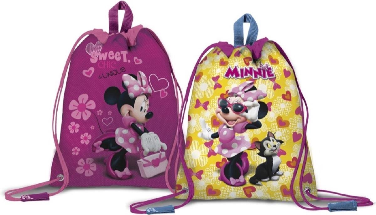 Disney - Minnie Mouse - rugtas - gymtas - zwemtas - trekkoordtas - geel - roze - 32,5 x 43 cm