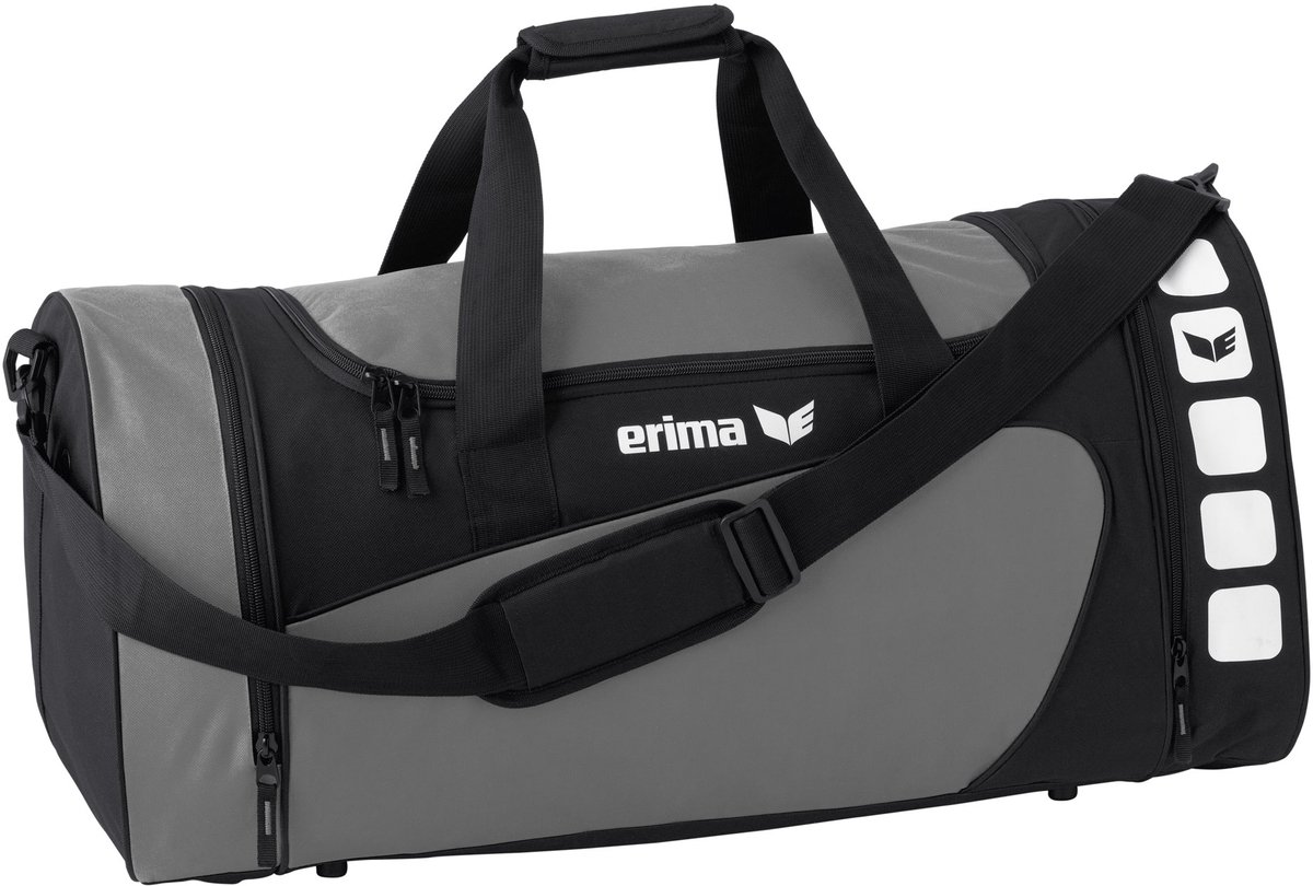 Erima Club 5 (S) Sporttas Met Zijvakken - Graniet / Zwart | Maat: S