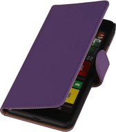Nokia Lumia 625 Hoesje - Paars Effen - Book Case Wallet Cover Hoes