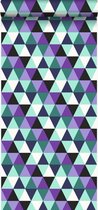 Origin behang grafische driehoeken paars en licht azuurblauw - 347204