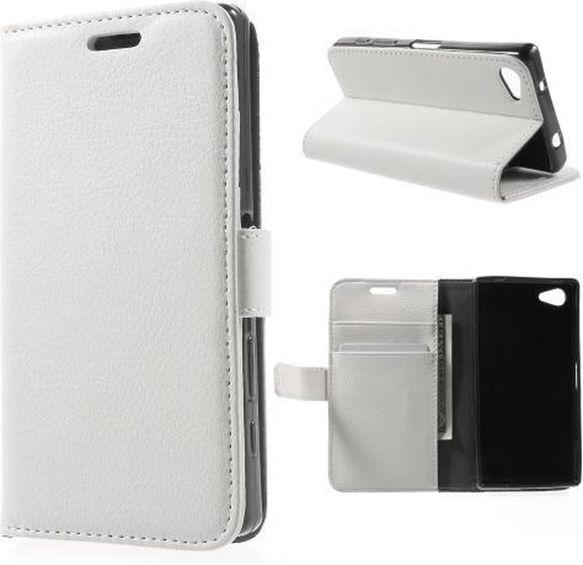 Litchi Cover wallet hoesje Sony Xperia Z5 wit