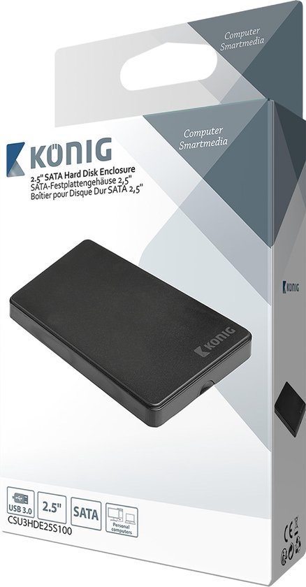 König CSU3HDE25S100 2.5 Boîtier de disque dur SATA USB 3.0 | bol.com