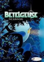 Stripboekcover Betelgeuse: The Survivors met silhouetten in een blauwe nachtelijke jungle onder een volle maan.
