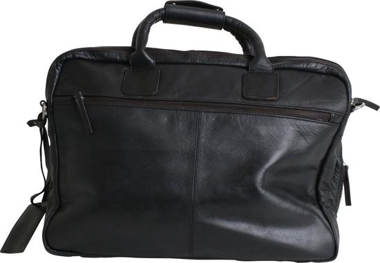 Leather Junky laptop tas - The Monkey Business Bag - Zwart - Leer