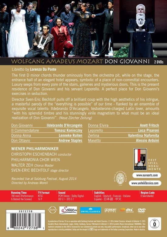 Klassieke opera DVD-hoes met een cast in kostuums, met de titel 'Don Giovanni'.