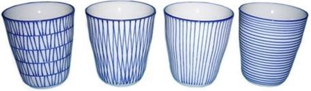 Cups blue stripes vario set4 | bol.com